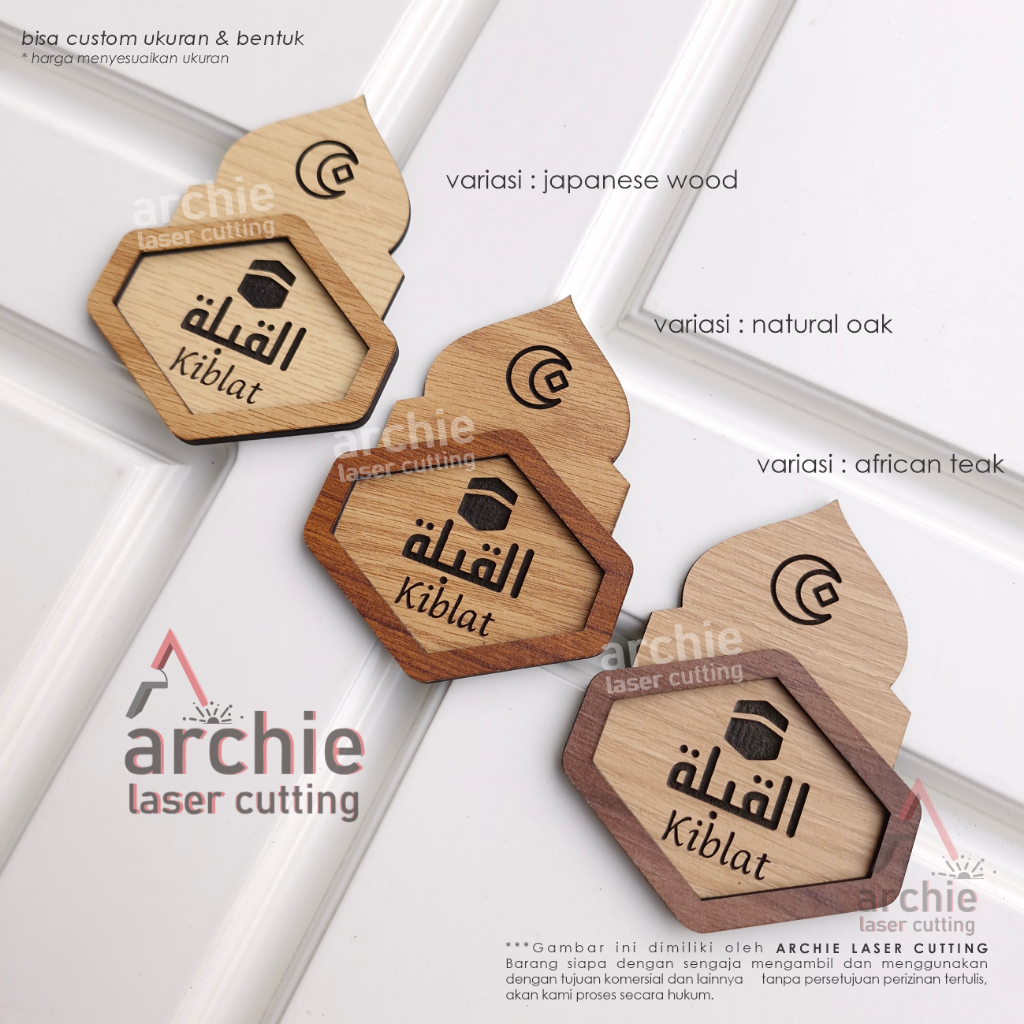 Penunjuk Arah Kiblat Kayu / Sign Board Kiblat Signage