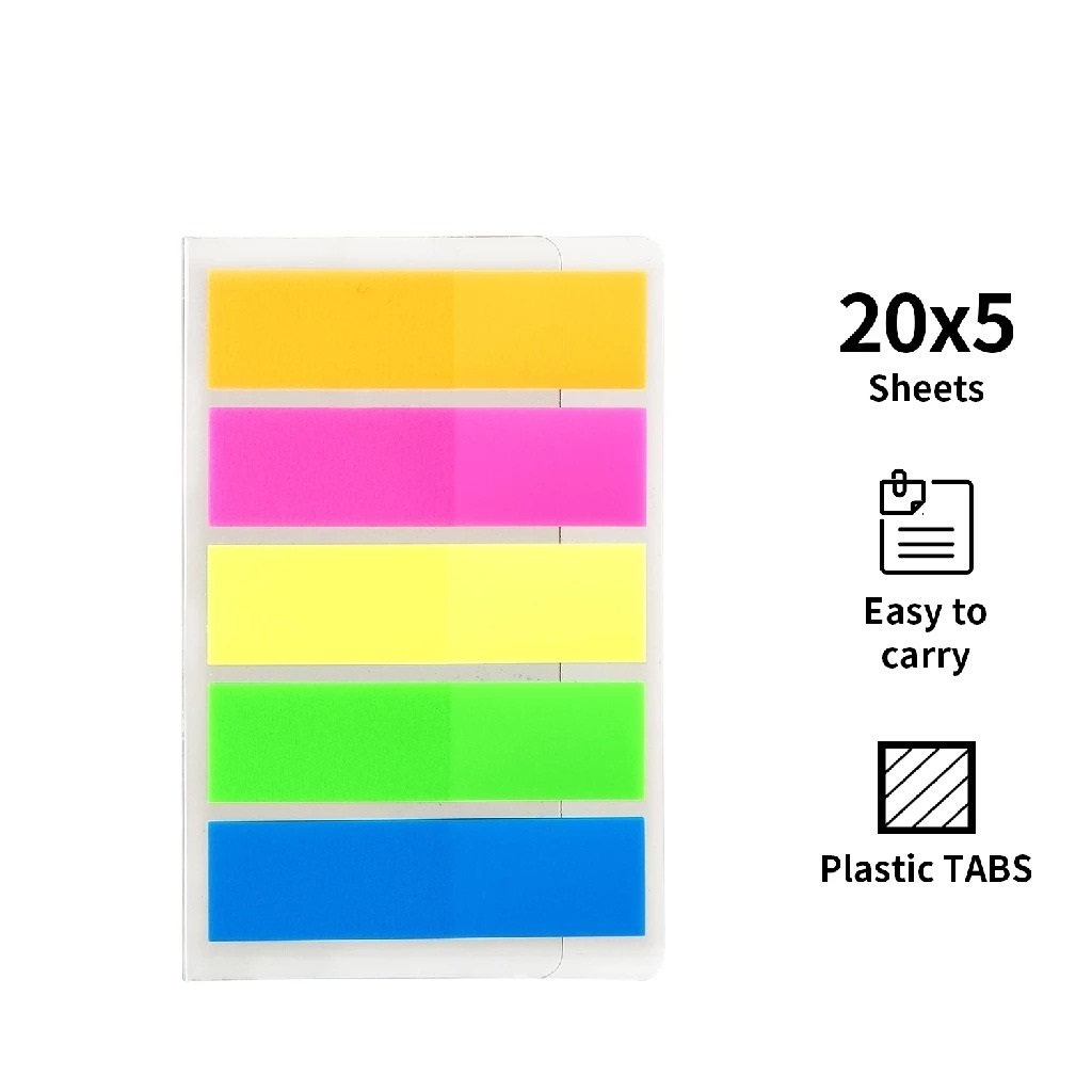 Deli Index Memo Tabs Pembatas Kertas 5 Warna Aesthetic / Pembatas Buku Binder Tahan Lama #EA10402