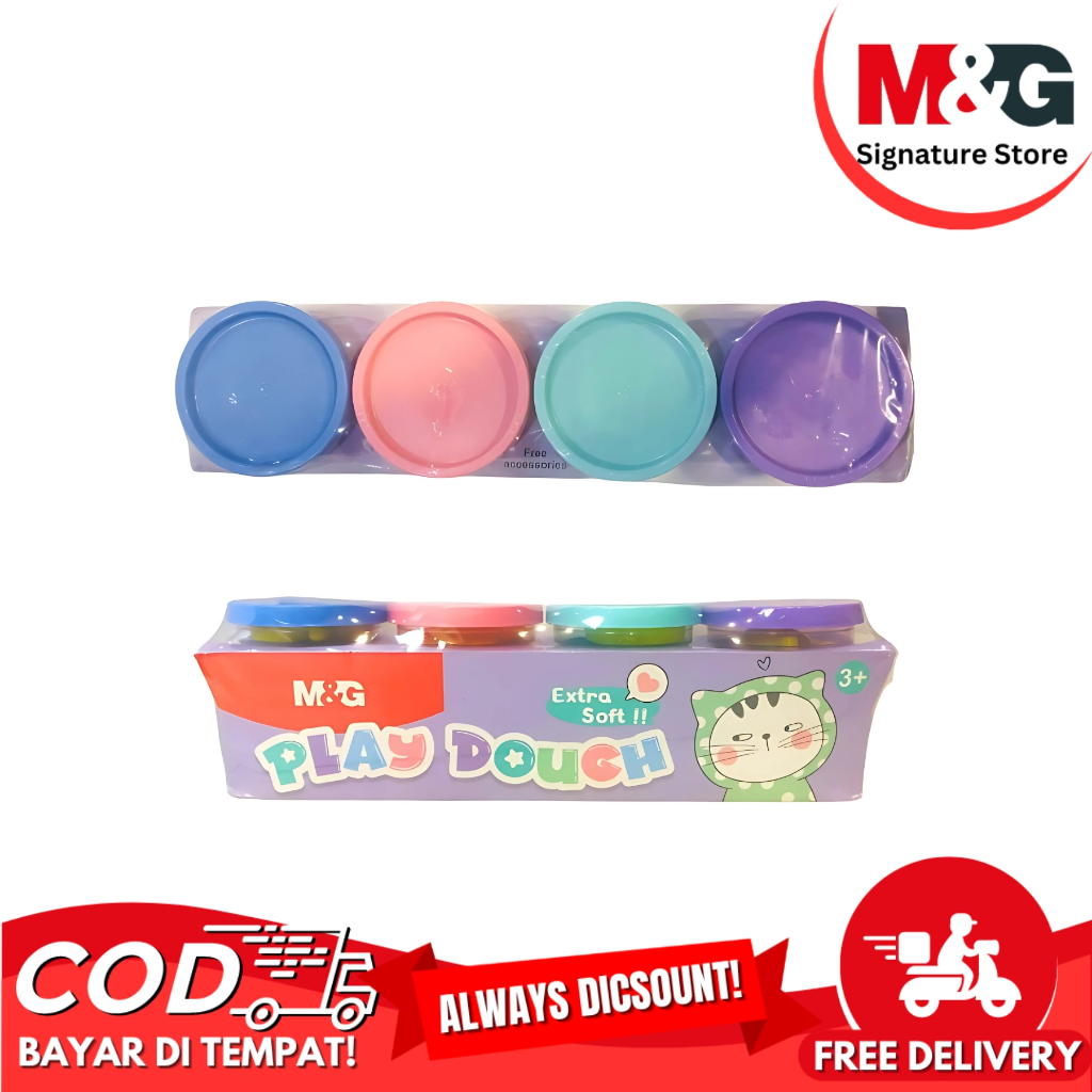 

Play Dough M&G #AKE040D0 Plastisin Mainan Edukasi Kreativitas Anak Play Doh Clay Isi 4 Free Cetakan