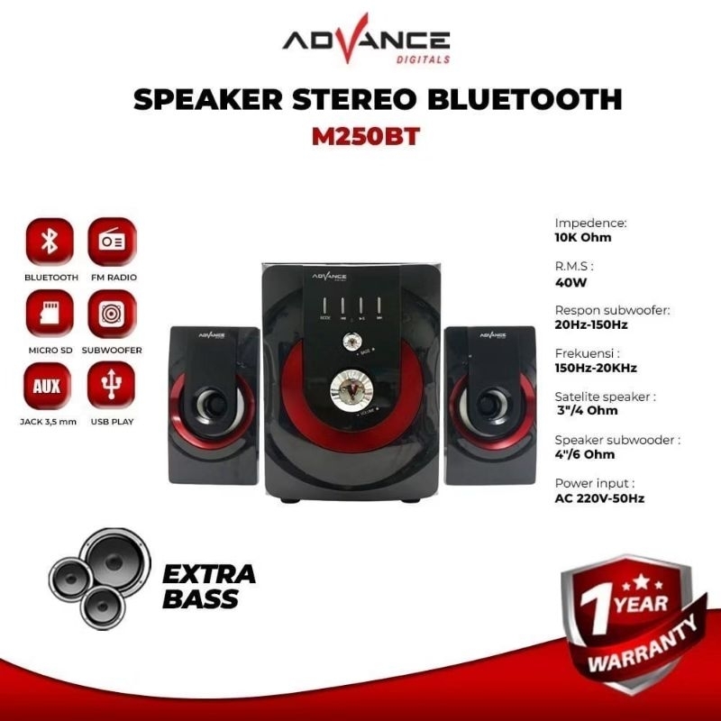 SPEAKER BLUETOOTH ADVANCE M250BT / M-250BT (GARANSI RESMI)