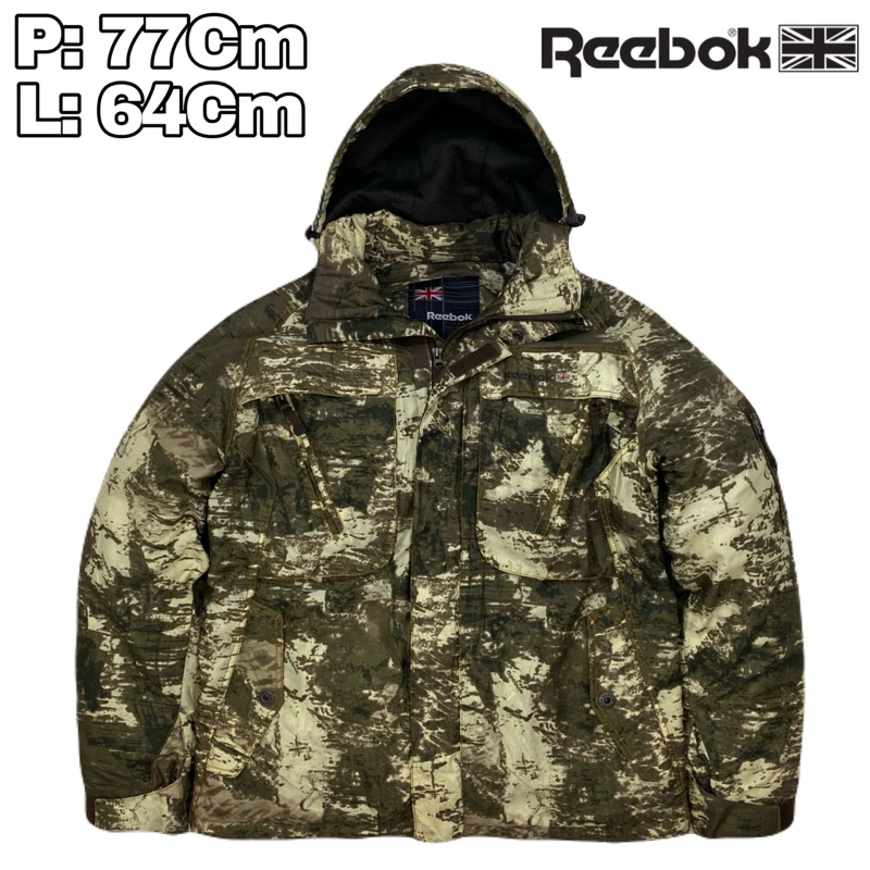 J168 Jaket Puffer Snowboard Reebok Classic Camouflage  Winter Gropcore Tebal Musim Dingin Hiking Gun