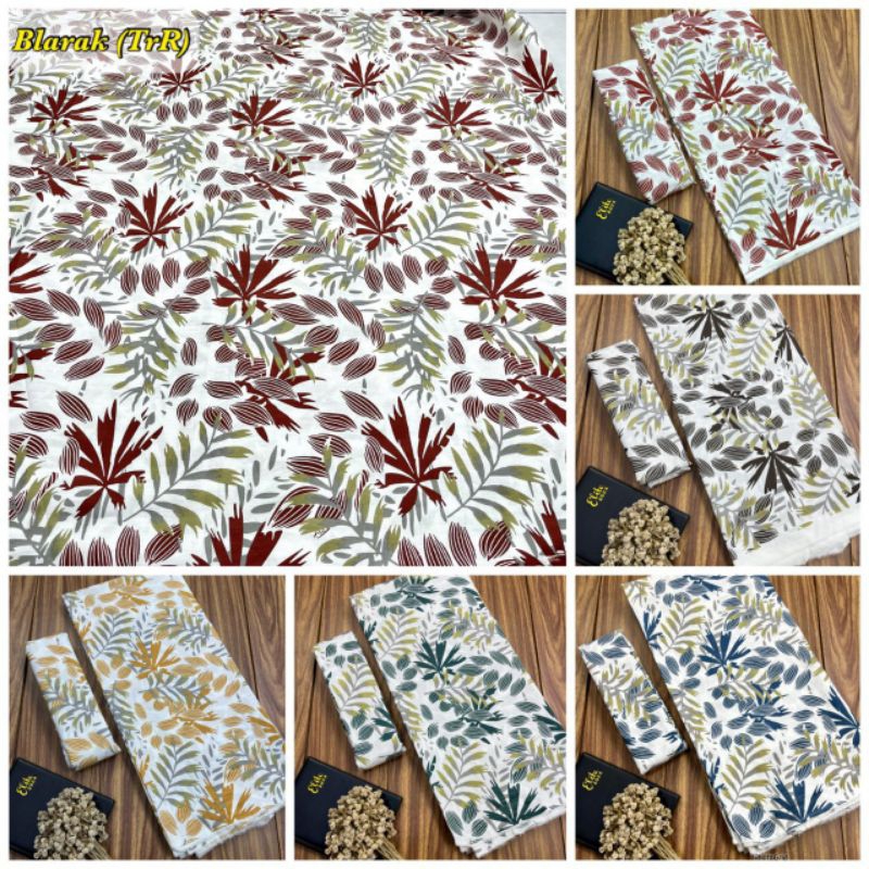 kain batik printing teteron rayon hmt motif daun blarak motif ecoprint