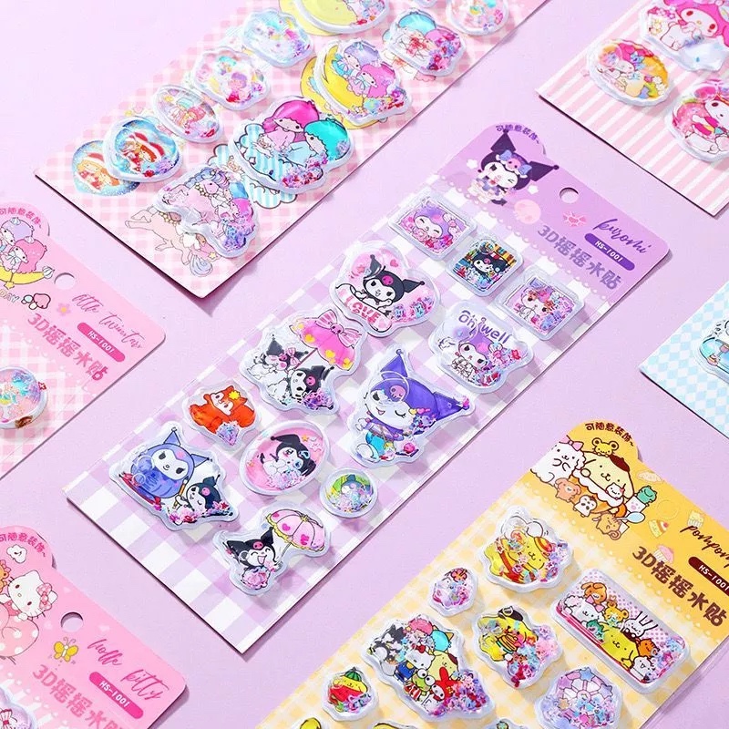 

Stiker 3D isi Air Glitter Puffy Sticker Water Seal Bahan PET My Melody Kuromi Cinnamoroll
