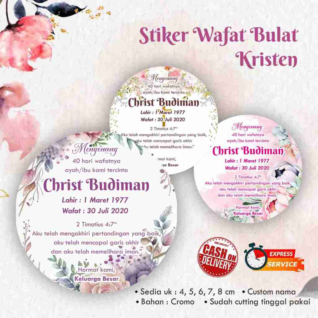 

[66 pcs] Stiker wafat bulat Kristen Katolik / tahlil / meninggal / memperingati / cromo