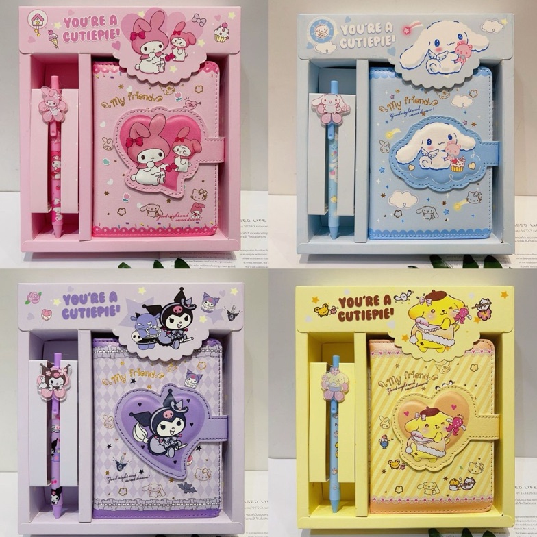 

KODE J17Y Notebook 2in 1 Buku Tulis Anak Sanrio Magnet Buku Memo dan Pen Kuromi Cinnamoroll Melody Hello Kitty