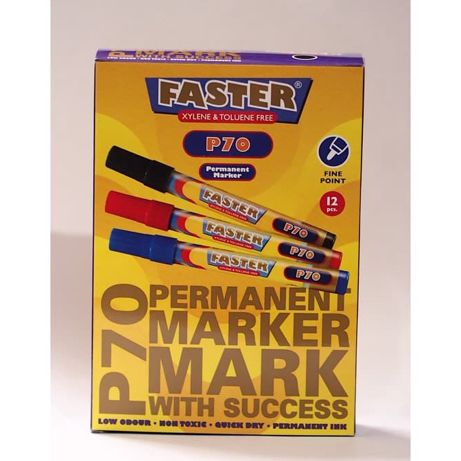 

KODE F19W Faster P7 Permanent Marker isi 12 pcs Black Blue dan Red