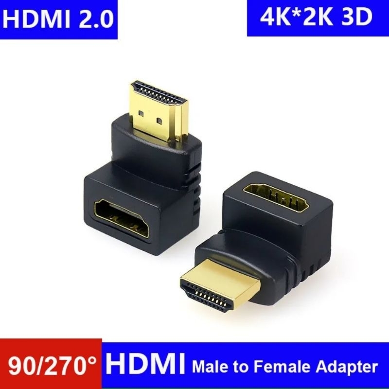 Konektor Kabel HDMI Siku Right 90° / left  270° angle Male to Female Adapter