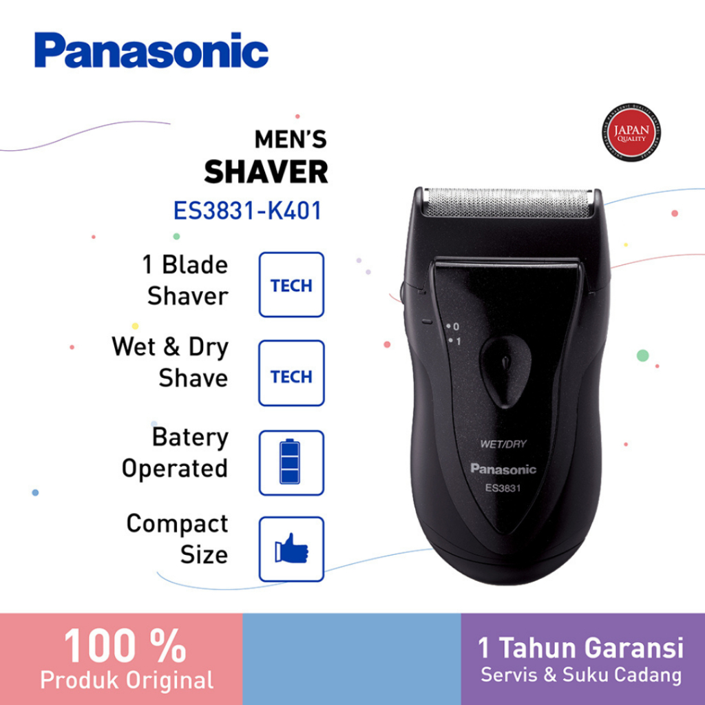 Panasonic Alat Cukur Kumis Elektrik | 3 Blades Shaver Compact Size Electric ES3831K401