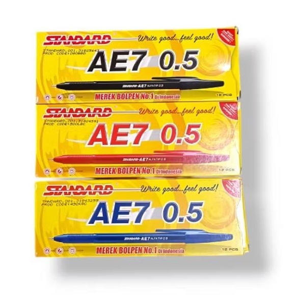 

pulpen AE-7 ballpoint pena standard hitam biru merah AE-7 0.5 ( 12 pcs)