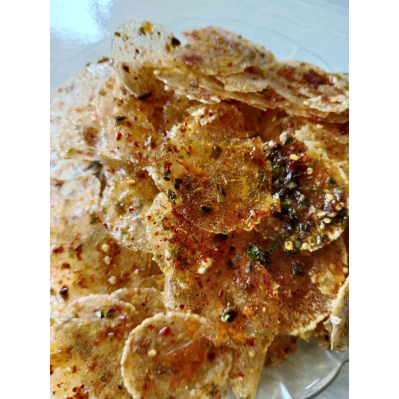 

keripik kaca pedas ekstra daun jeruk/kirca pedas