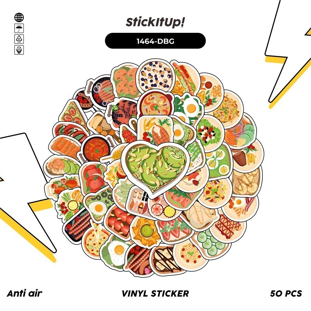 

COD✨ 100 Pcs Stiker Delicious Breakfast Gourmet Lucu Anti Air Untuk Dekorasi Notebook Sepeda Skateboard Handphone DIY