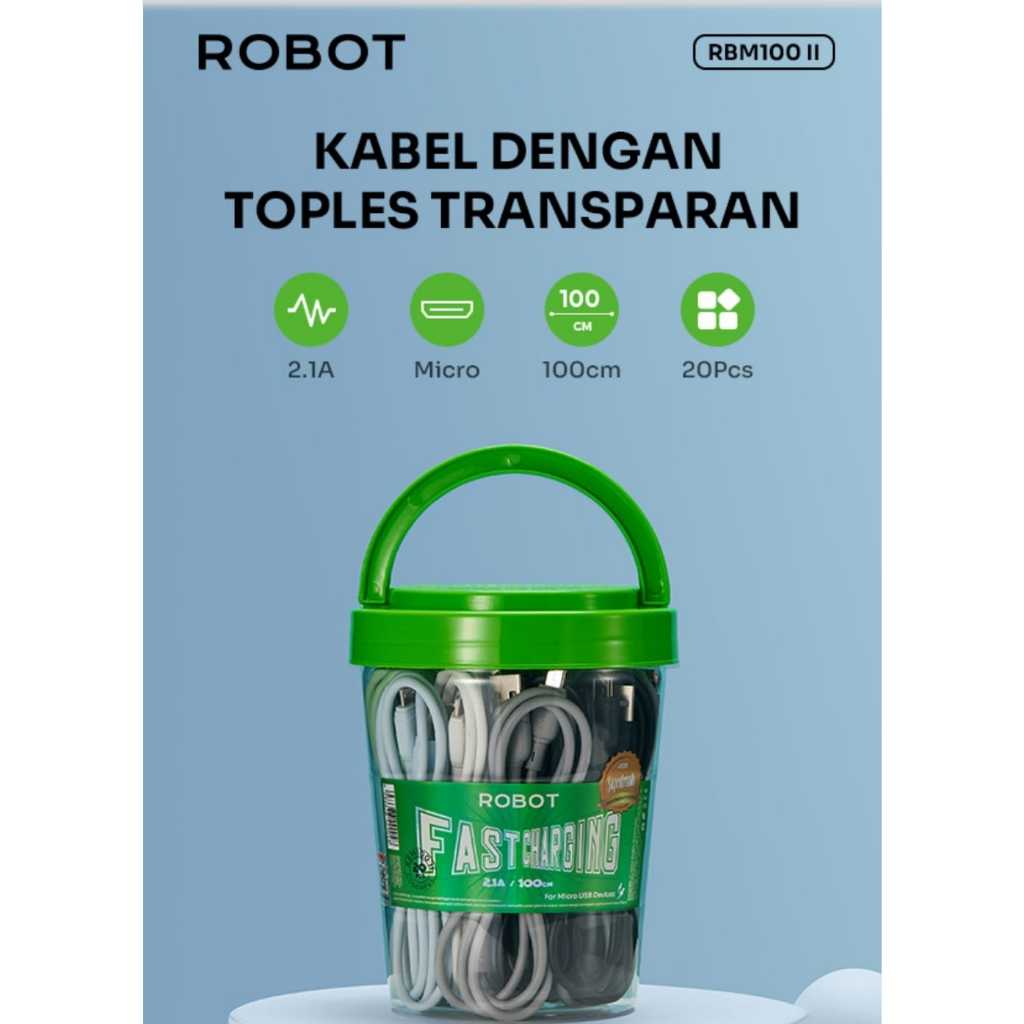 GEN2 RBM100 II Kabel Data Micro USB ROBOT Original 2 Ampere Fast Charging Kabel Cas Hp MURAH GROSIR