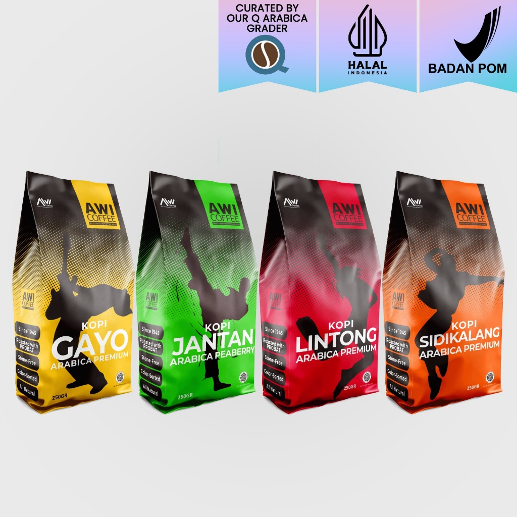 

Awi Coffee | Premium Series 4x250gr | Kualitas Ekspor | Arabica | Specialty | Kopi | Sidikalang