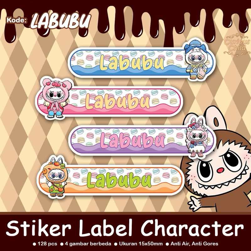 

100++ Sticker Nama Waterproof & sticker label character - Labubu