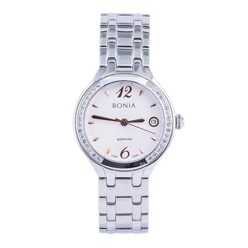 Jam Tangan Wanita Bonia Premium White Dial Stainless Steel Analog BP10351-2315S Original