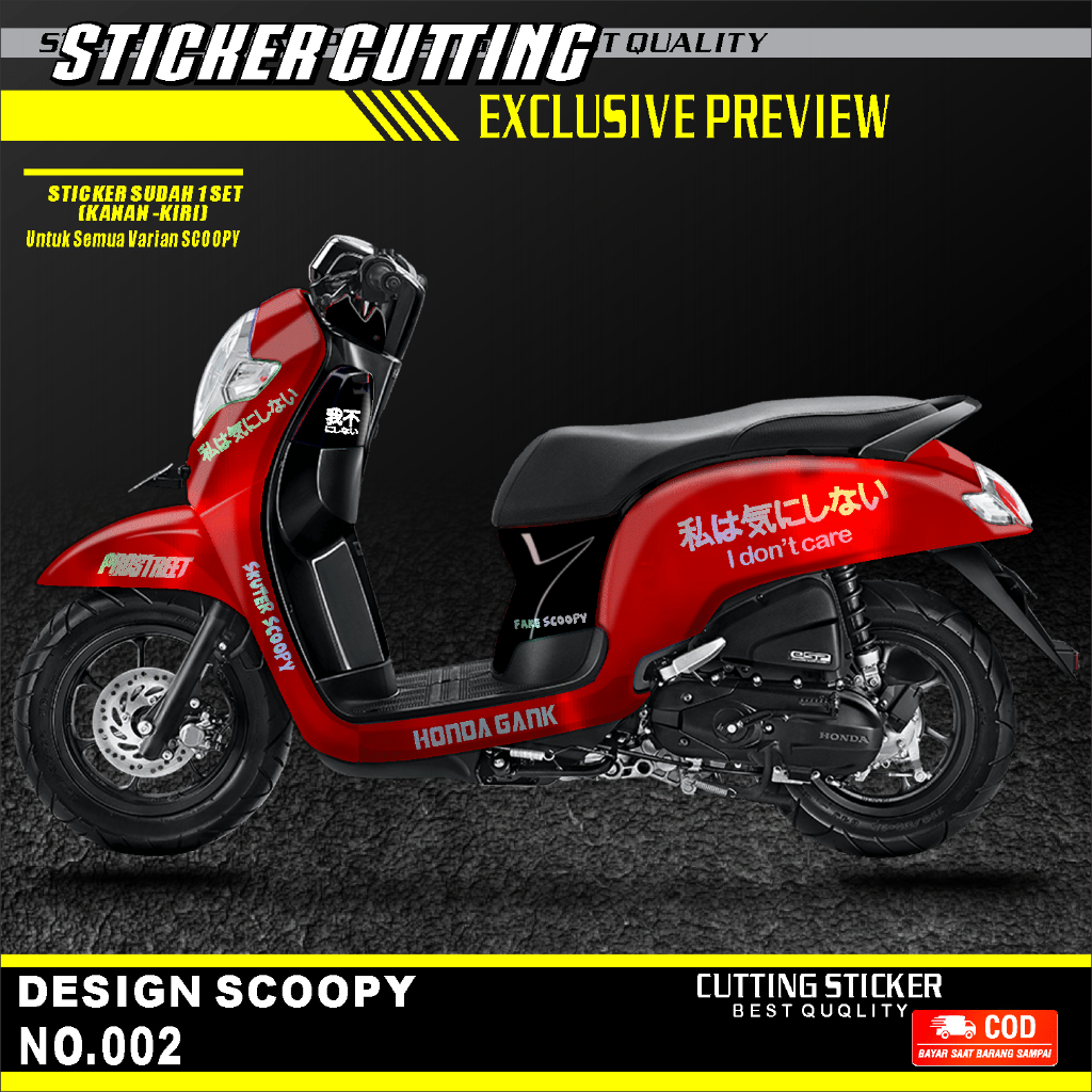 Sticker Cutting All Bodi Scoopy Stiker Timbul Full Set 2017 2018 2019 2020 2021 2022 2023
