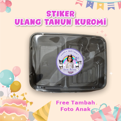 Stiker Ulang Tahun Kuromi Custom Foto Anak Stiker Bento Ulang Tahun Model Kuromi