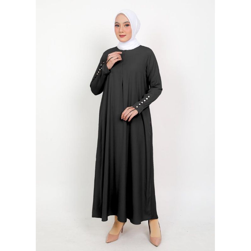 ELZATTA GAMIS LENGAN KANCING - GAMIS WANITA BUSANA MUSLIM WANITA DRESS GAMIS HITAM