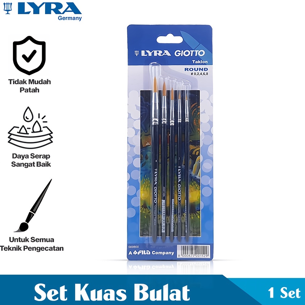 

KODE J34Z Lyra Sikat Kuas Bulat 1 Set Taklon Round Brush Peralatan Gambar Lyr5698