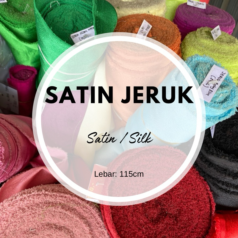 KAIN BAHAN SATIN JERUK, PER 1/2 MTR = 50 CM