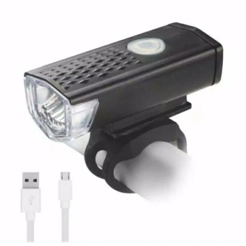 lampu sepeda senter DEPAN led usb recharge rechargeable bisa cas ulang model kotak