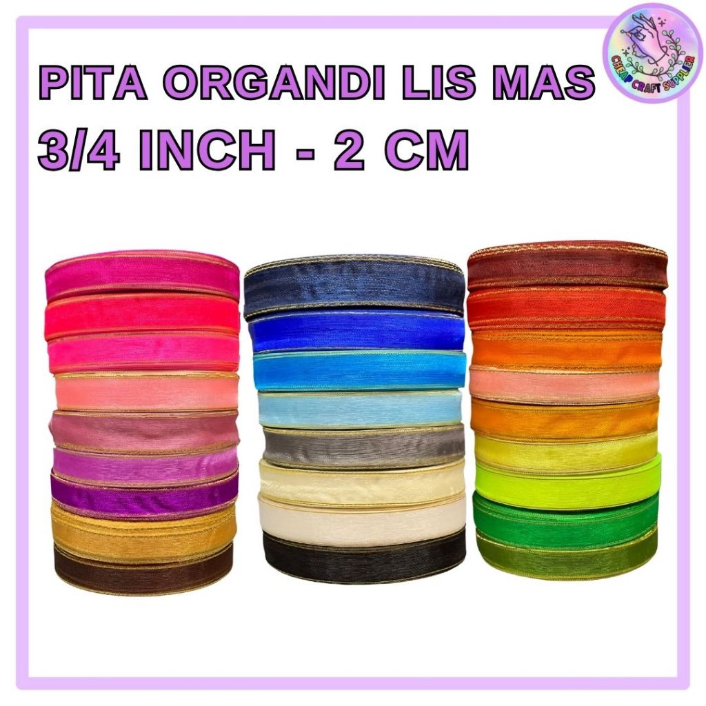 

Pita Organdi List Emas 1/2 inch (1,2 cm)