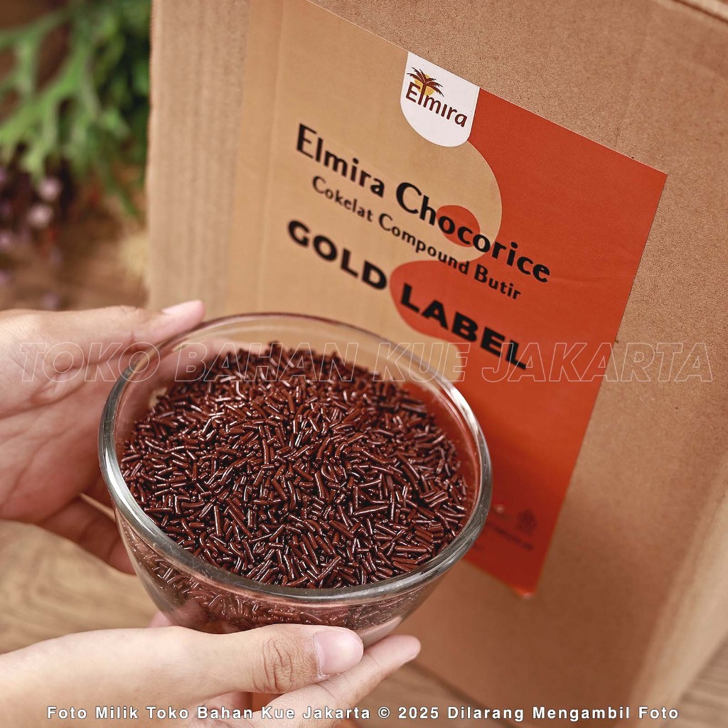 

Elmira Meises Cokelat GOLD LABEL 1kg Repack Mesis Cokelat Premium Meses Coklat Chocorice Dark Chocolate Bahan Kue Murah Cokelat Meises Elmira Coklat