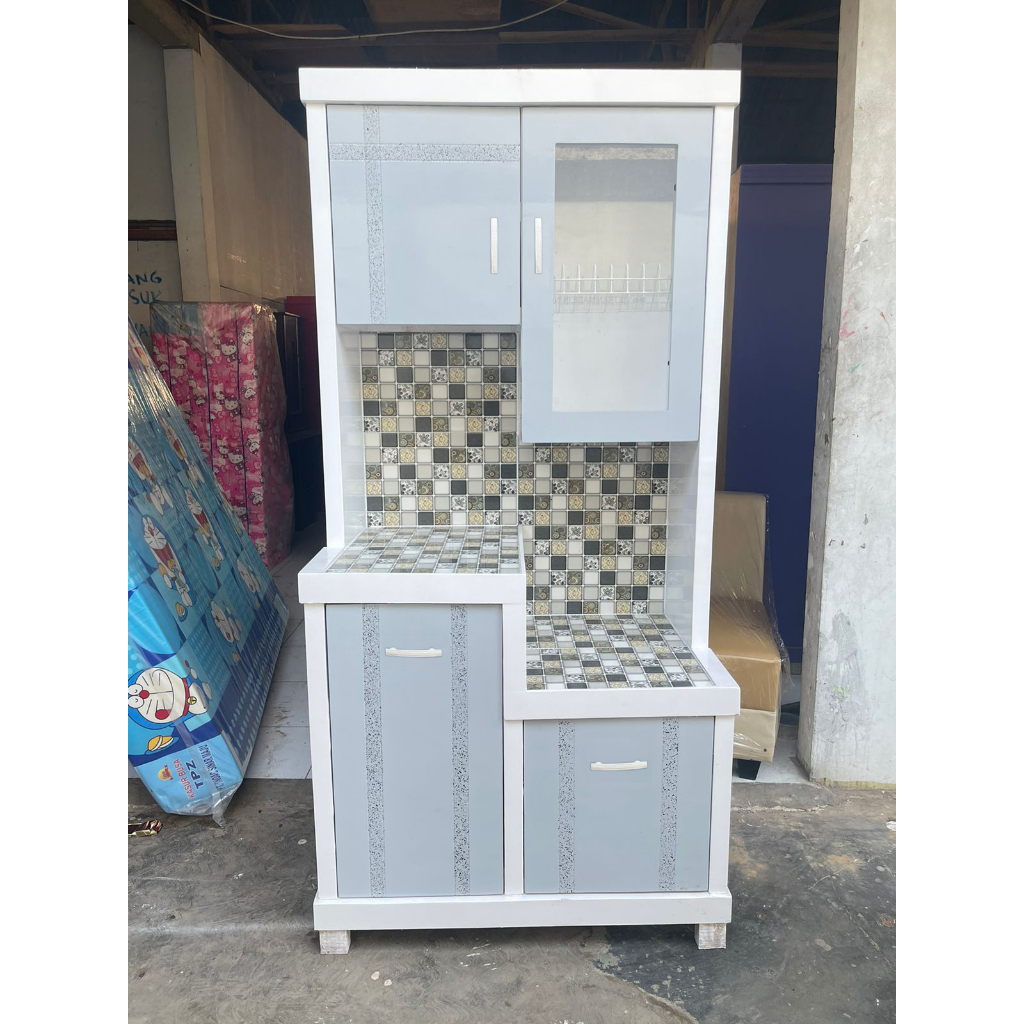 LEMARI PIRING KAYU MULTIPLEK / KITCHEN SET / RAK PIRING MINIMALIS / LEMARI SAYUR 2 PINTU MAGICOM