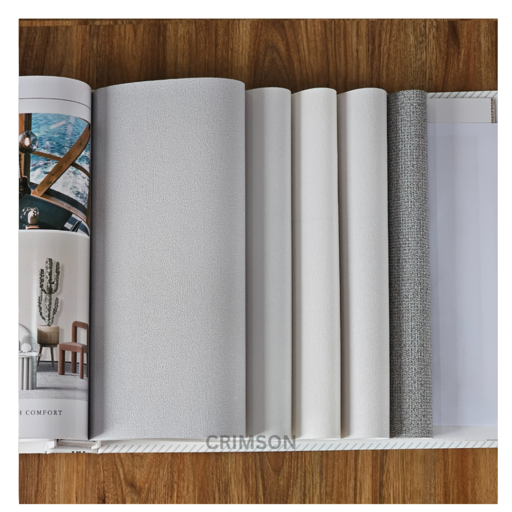 WALLPAPER DINDING POLOS BERTEKSTUR TIMBUL ABU PUTIH