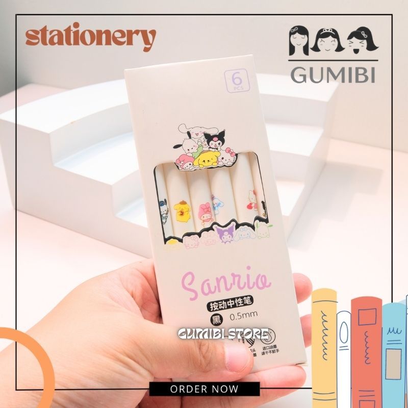 

PULPEN CETEK SANRIO PENA MEKANIK SANRIO PREMIUM 1 BOX ISI 6 PCS PEN GEL MEKANIK SANRIO LUCU TERMURAH GUMIBI STORE