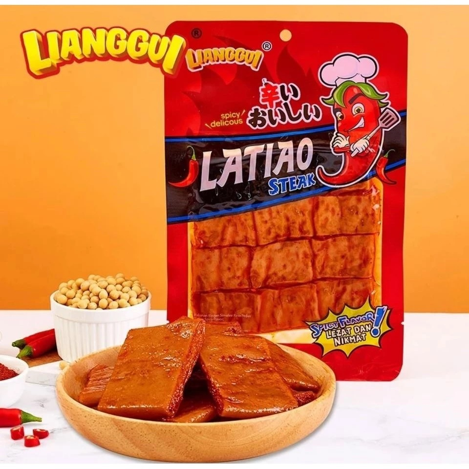 

LIANGGUI LATIAO CEMILAN VIRAL/SNACK IMPORT/HALAL STEAK/STICKY BEAN/SATE BBQ/SATE SPICY @ 100 GRAM