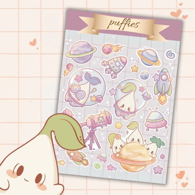 

puffies sticker sheet | waterproof | aesthetic sticker | sticker sheet pack | planner sticker