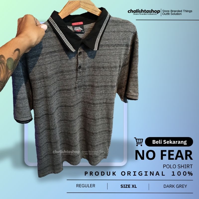 Polo shirt No Fear Kaos Pria Lengan pendek - Prig Dark Grey
