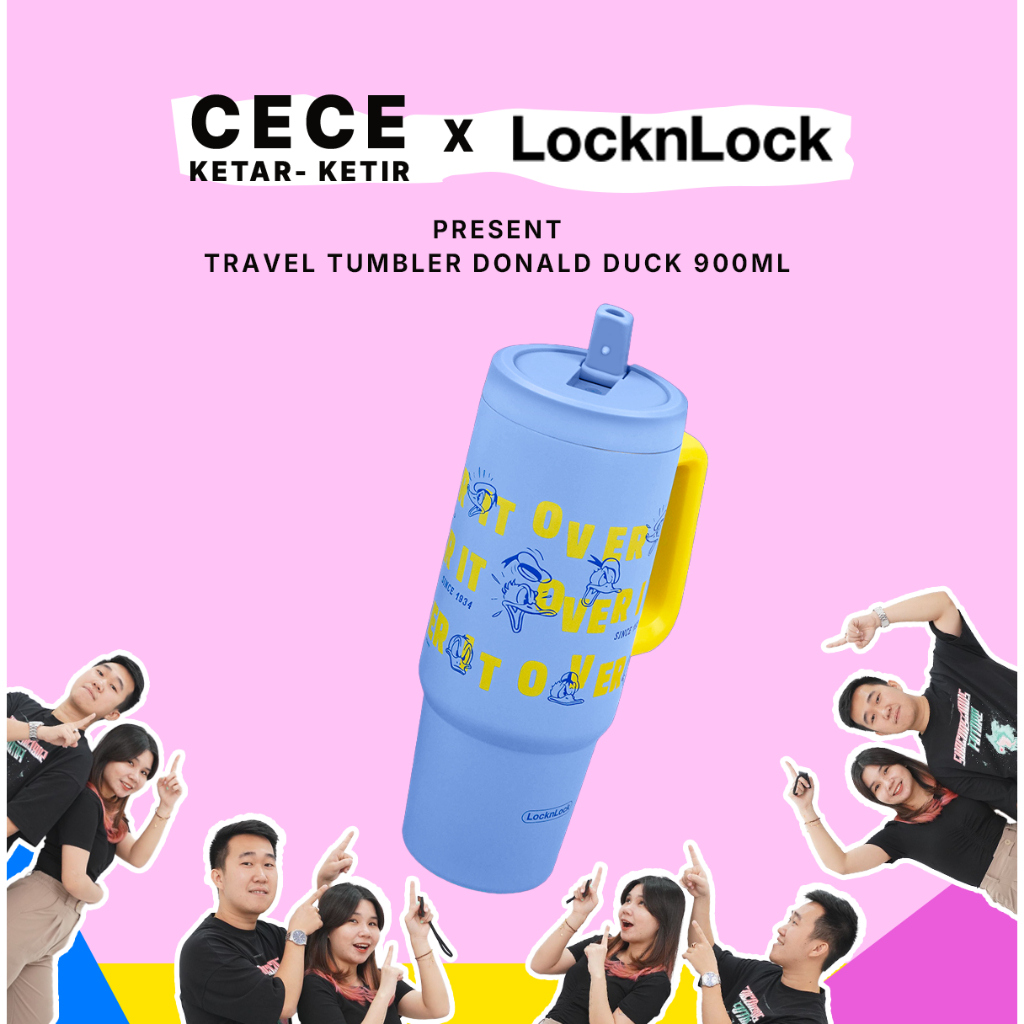 [EKSKLUSIF CECEKETARKETIR]  LocknLock Exclusive Donald Duck Travel Tumbler with Handle 900ml