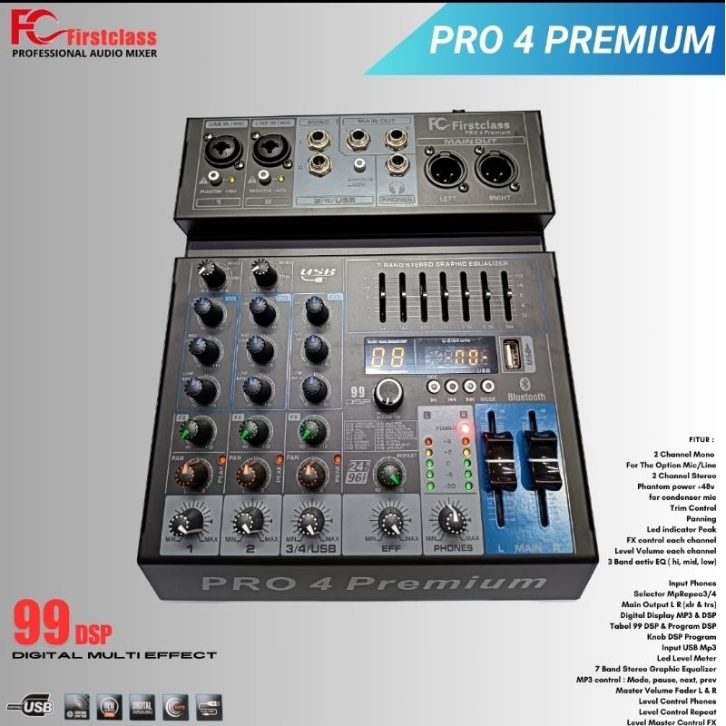 Mixser audio Firstclass PRO 4 PREMIUM 4channel Original