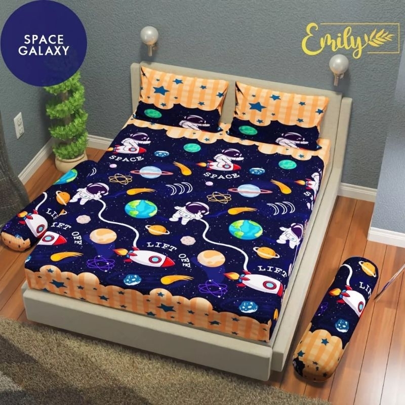 SPREI KARET KATUN PREMIUM 90/100/120/140/160/180/200 MOTIF KARAKTER KARTUN ANAK COWO PLANET ASTRONOT