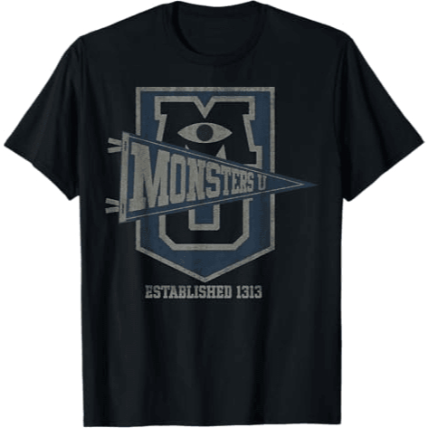 Disney Pixar Monsters University Vintage Collegiate MU Badge T-Shirt