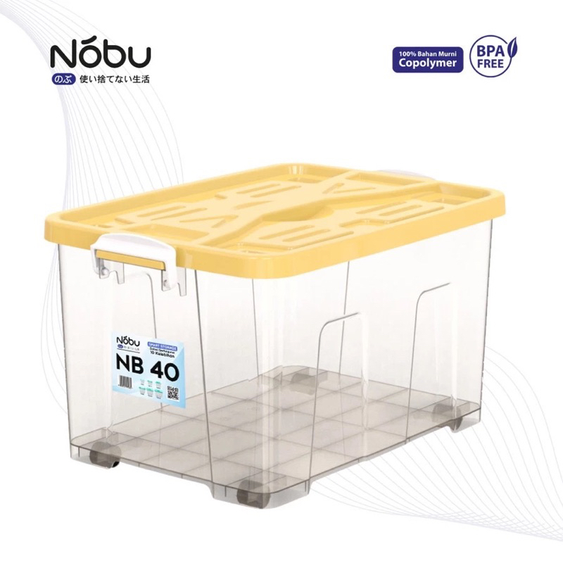 Box Container 40 Liter / 50Liter + Roda Kontainer Box Plastik Container Box Bening