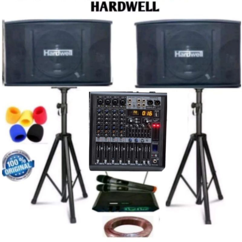 Paket Sound System Hardwell 10 Inch Komplit Power Mixer Ashley T400 Plus Mic Wireless Cocok Untuk Vo