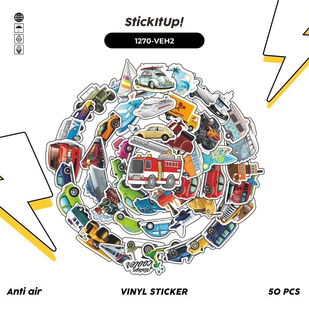 

COD✨ 100 Pcs Stiker Vehicle Series 3 Lucu Anti Air Untuk Dekorasi Notebook Sepeda Skateboard Handphone DIY