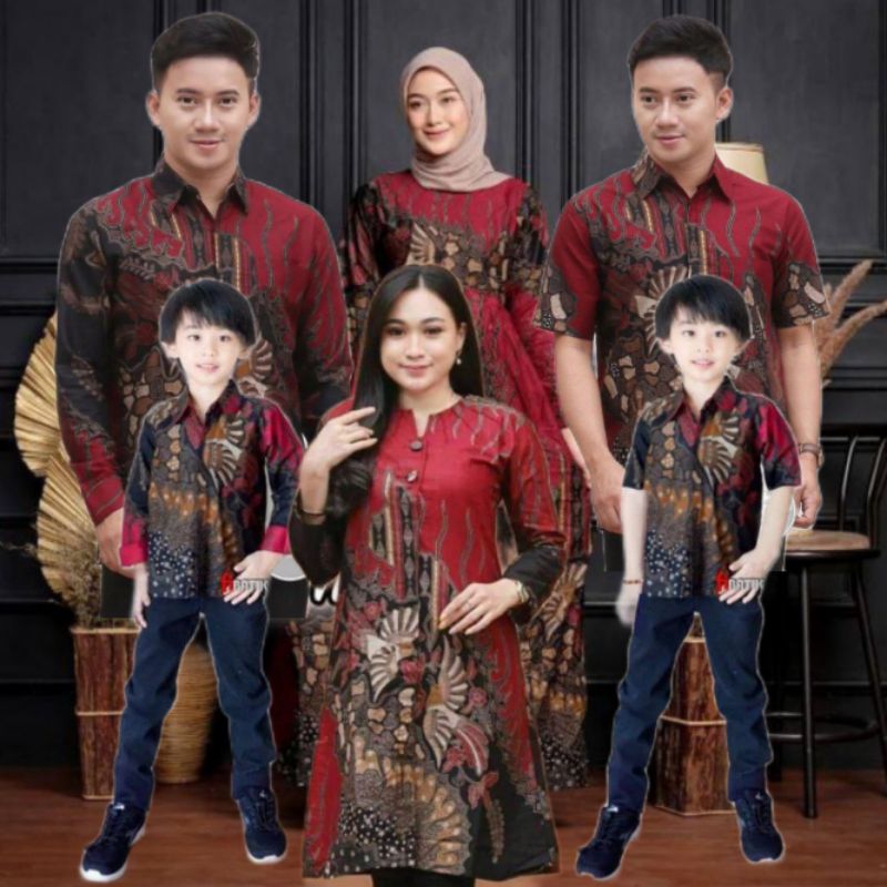 BISA PISAH || Couple Batik Keluarga Suami Istri Anak Cowok 2-13 Tahun Manuk Tarung || Sarimbit Batik