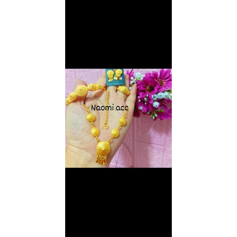 kalung anting Borobudur semi emas london versi emas toba