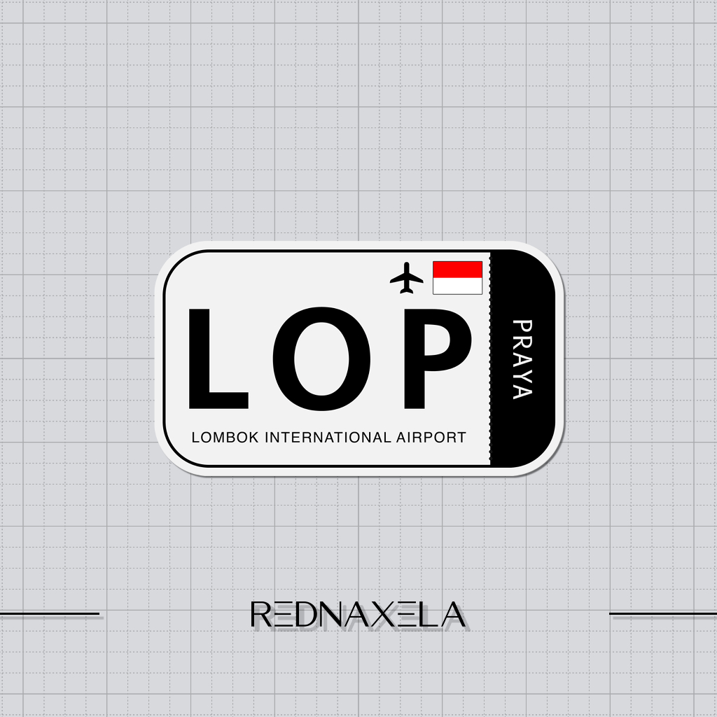 

Stiker Vinyl Lombok Praya Int'l Airport Code LOP Sign Sticker