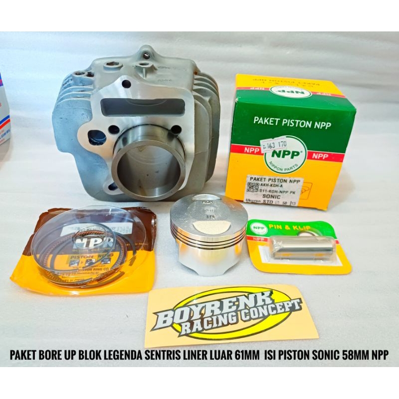 PAKET BORE UP BLOK LEGENDA SUPRA FIT LINER LUAR 61MM ISI 58MM RKN/NPP-BOYRENK