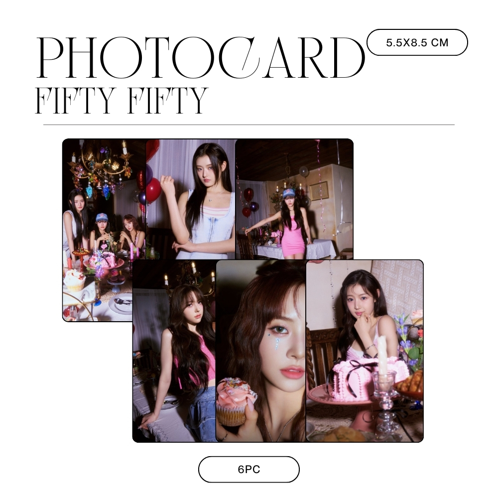 PHOTOCARD FIFTY FIFTY LOVE TUNE (ISI 6 PCS + LAMINASI 2 SISI) TANDA TANGAN TTD KPOP CARDS IDOL KOREA