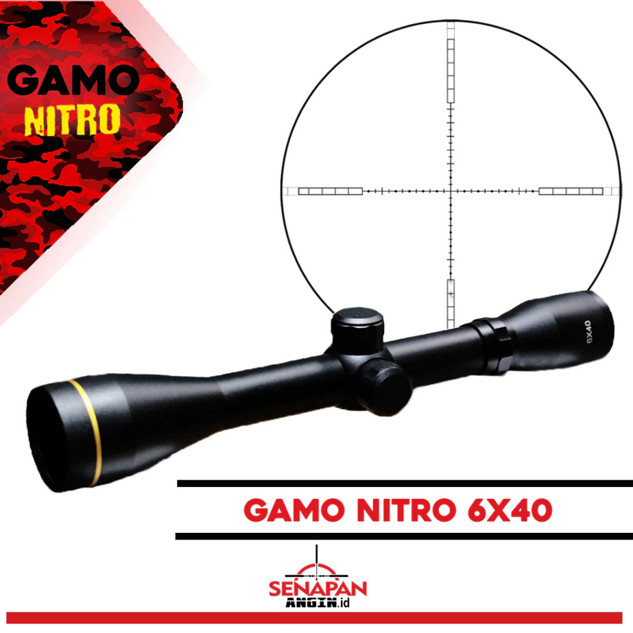 GAMO NITRO 6X40 PALING LARIS TELESKOP GAMONITRO 6X40 RETIKEL HK 6 TEROPONG SENAPAN ANGIN