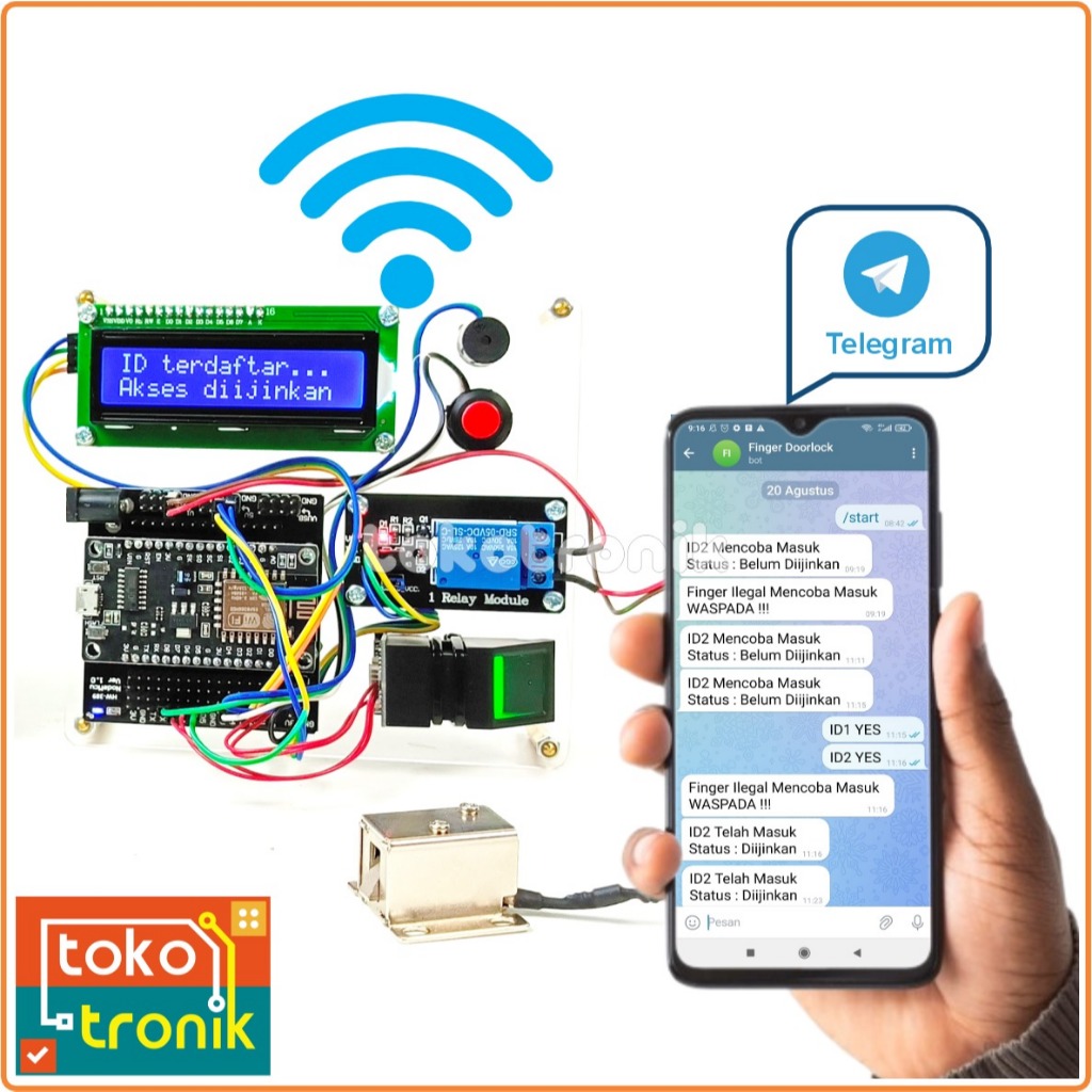 Starter IoT Smart Door Lock Fingerprint Paket Lengkap Project IoT Fingerprint Door Lock