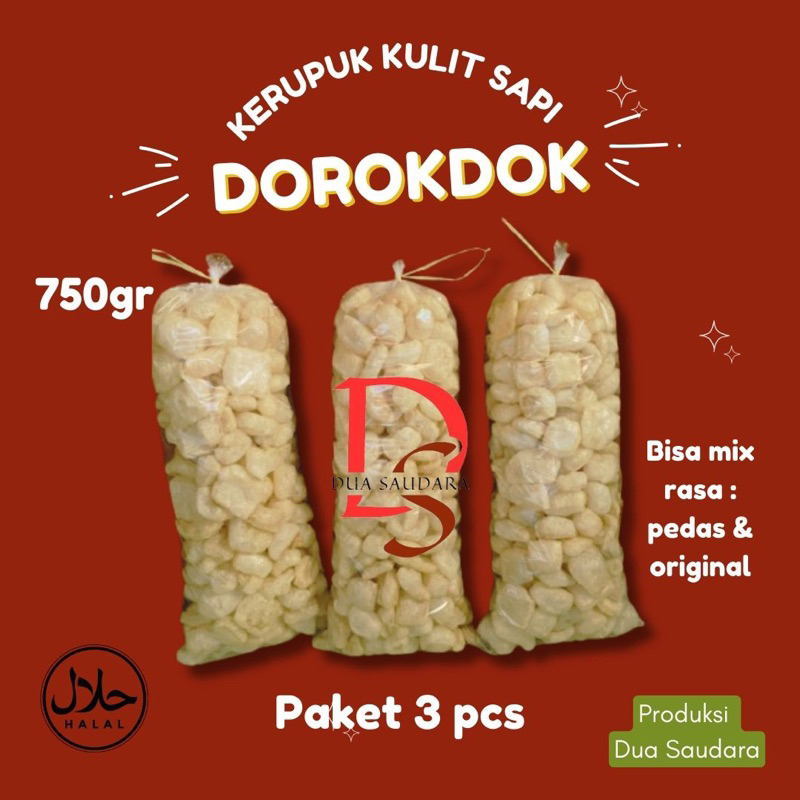 

[750gr] 3 BALL KERUPUK KULIT/DOROKDOK 750gr GURIH RENYAH