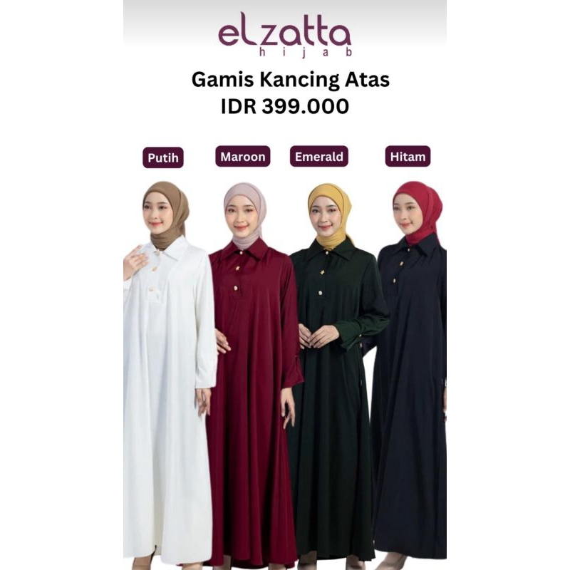 ELZATTA Gamis Kancing Atas - Fashion Muslim Pakaian Muslim Wanita Dress Gamis Polos