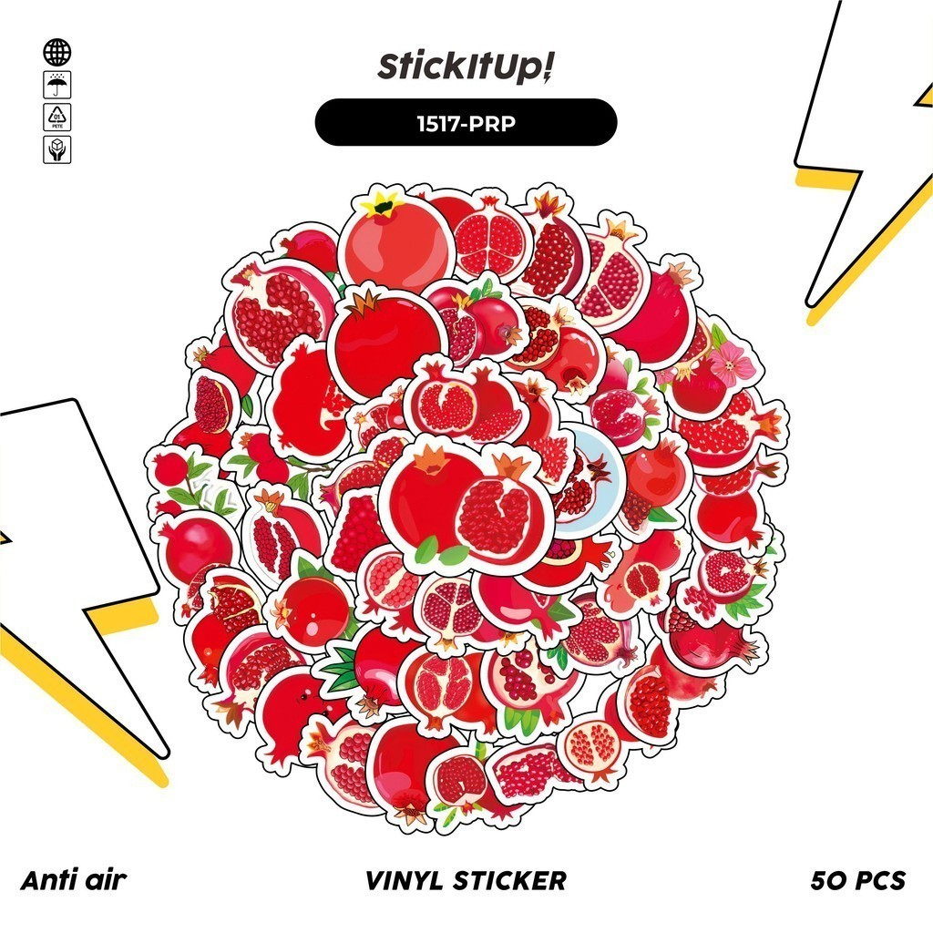 

COD✨ 100 Pcs Stiker Piece Red Pomegranate / Delima Lucu Anti Air Untuk Dekorasi Notebook Sepeda Skateboard Handphone DIY